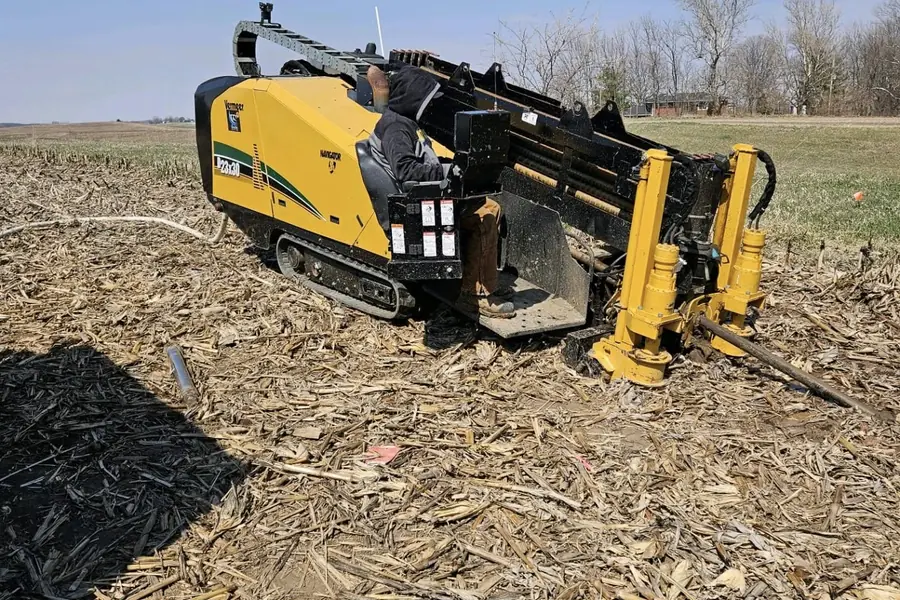 Directional boring rig on site for utility installation