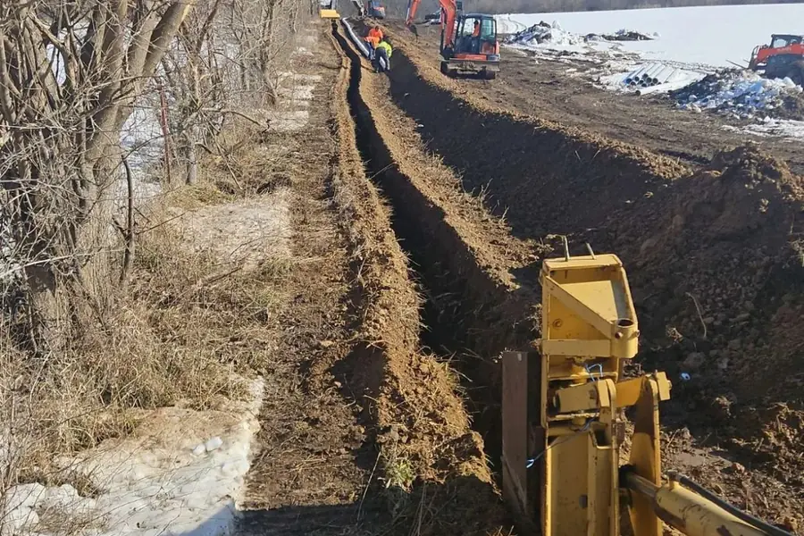 Utility trenching work in progress