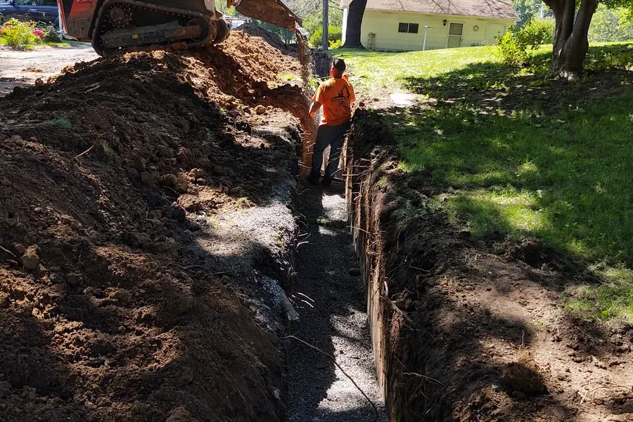 Deep trench excavation for sewer/septic line work